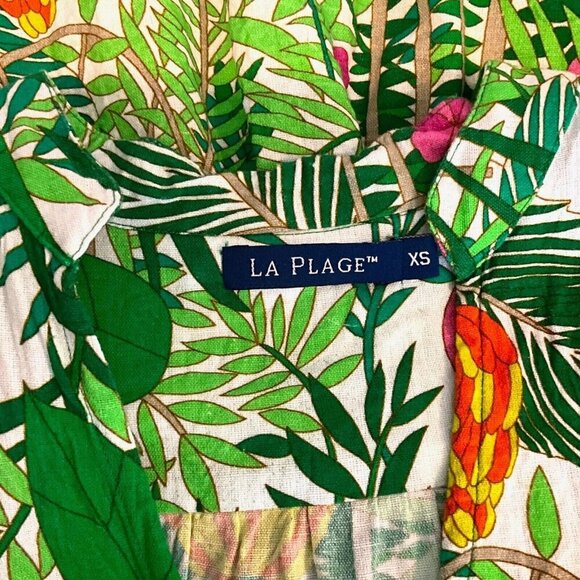 La Plage Alison Short Sleeve Dress Size XS Green Banana Jungle 100% Cotton - Picture 10 of 12